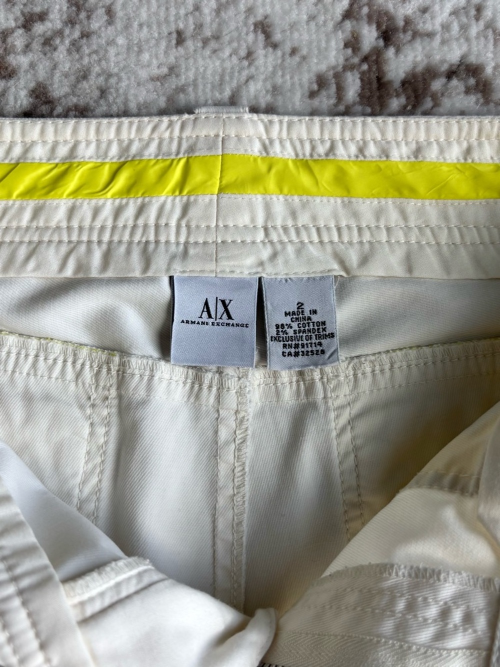 Y2K Armani Exchange Off-White Utility Cargo Pants with Yellow Accent - Picture 5 of 9